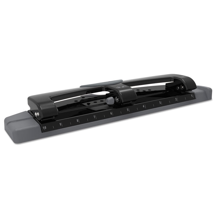 12-Sheet Smarttouch Three-Hole Punch, 9/32" Holes, Black/gray