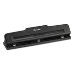 10-Sheet Desktop Light-Duty Two- To Three-Hole Adjustable Punch, 9/32" Holes, Black