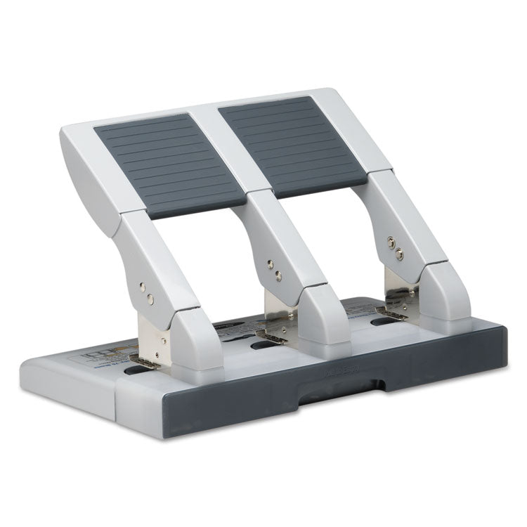 75-Sheet Heavy-Duty High-Capacity Three-Hole Adjustable Punch, 9/32" Holes, Putty/gray