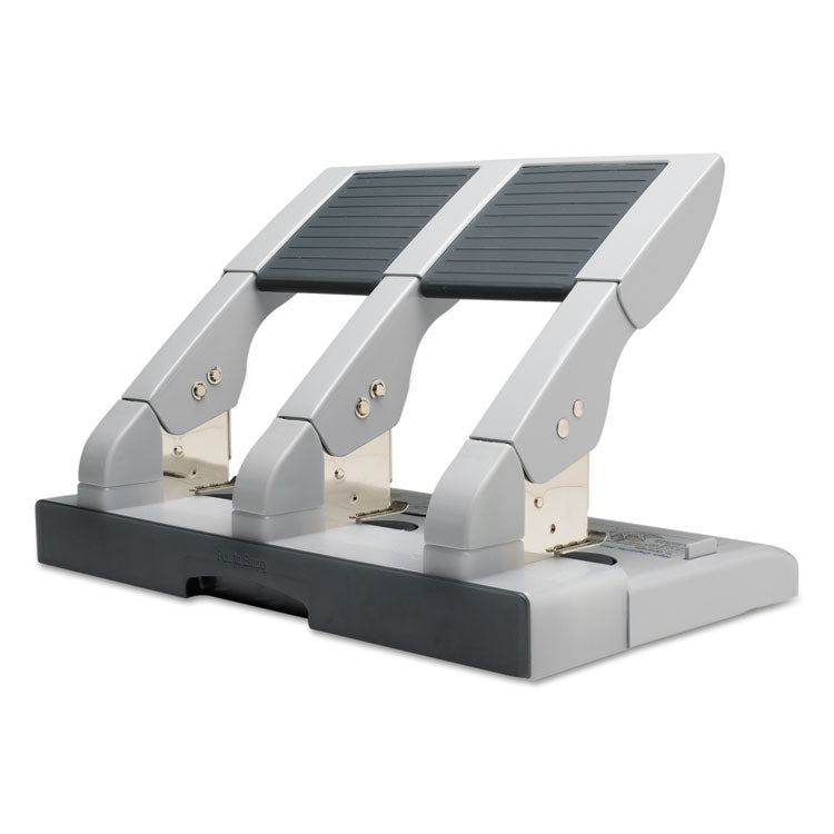 75-Sheet Heavy-Duty High-Capacity Three-Hole Adjustable Punch, 9/32" Holes, Putty/gray