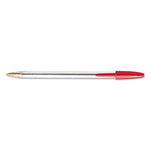 Cristal Xtra Smooth Ballpoint Pen, Stick, Medium 1 Mm, Red Ink, Clear Barrel, Dozen