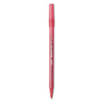 Round Stic Xtra Life Ballpoint Pen, Stick, Medium 1 Mm, Red Ink, Translucent Red Barrel, Dozen