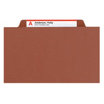 Recycled Pressboard Classification Folders, 2" Expansion, 2 Dividers, 6 Fasteners, Legal Size, Red Exterior, 10/Box