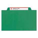 Eight-Section Pressboard Top Tab Classification Folders, Eight SafeSHIELD Fasteners, 3 Dividers, Legal Size, Green, 10/Box