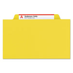 Eight-Section Pressboard Top Tab Classification Folders, Eight SafeSHIELD Fasteners, 3 Dividers, Letter Size, Yellow, 10/Box
