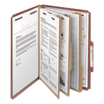 Pressboard Classification Folders, Eight SafeSHIELD Fasteners, 2/5-Cut Tabs, 3 Dividers, Legal Size, Red, 10/Box