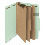Recycled Pressboard Classification Folders, 3" Expansion, 3 Dividers, 8 Fasteners, Legal Size, Gray-Green, 10/Box