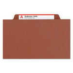 Recycled Pressboard Classification Folders, 2" Expansion, 1 Divider, 4 Fasteners, Letter Size, Red Exterior, 10/Box