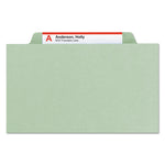 Recycled Pressboard Classification Folders, 2" Expansion, 1 Divider, 4 Fasteners, Letter Size, Gray-Green, 10/Box