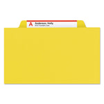 Four-Section Pressboard Top Tab Classification Folders, Four SafeSHIELD Fasteners, 1 Divider, Legal Size, Yellow, 10/Box