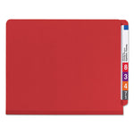 End Tab Pressboard Classification Folders, Six SafeSHIELD Fasteners, 2" Expansion, 2 Dividers, Letter Size, Bright Red, 10/BX