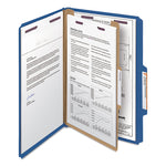 Four-Section Pressboard Top Tab Classification Folders, Four SafeSHIELD Fasteners, 1 Divider, Legal Size, Dark Blue, 10/Box