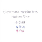Eraser Mate Ballpoint Pen, Stick, Medium 1 Mm, Black Ink, Black Barrel, Dozen
