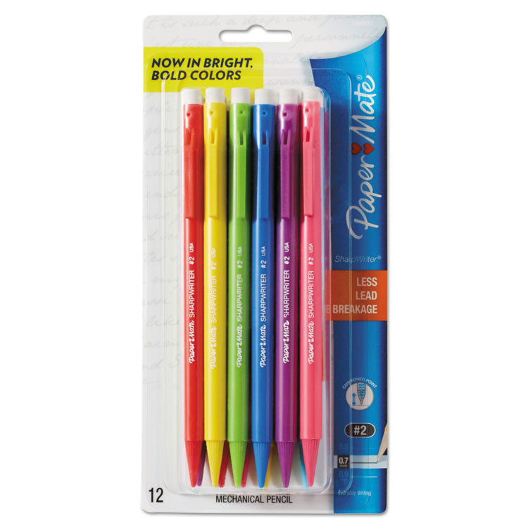 Sharpwriter Mechanical Pencil, 0.7 mm, F (#2.5), Black Lead, Assorted Barrel Colors, Dozen