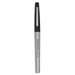 Flair Felt Tip Porous Point Pen, Stick, Ultra-Fine 0.4 mm, Black Ink, Gray/Black Barrel, Dozen