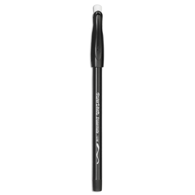 Eraser Mate Ballpoint Pen, Stick, Medium 1 Mm, Black Ink, Black Barrel, Dozen