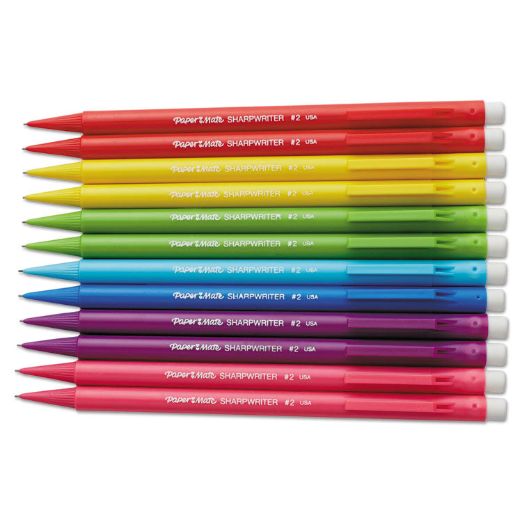 Sharpwriter Mechanical Pencil, 0.7 mm, F (#2.5), Black Lead, Assorted Barrel Colors, Dozen