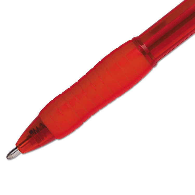 Profile Ballpoint Pen, Retractable, Bold 1.4 mm, Red Ink, Translucent Red Barrel, Dozen