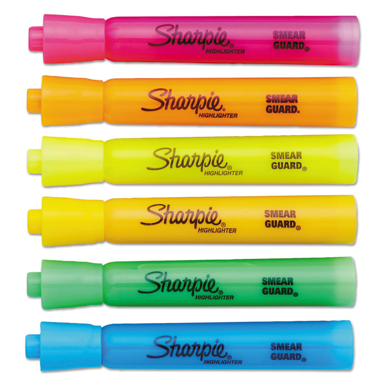 Tank Style Highlighters With Open-Stock Box, Assorted Ink Colors, Chisel Tip, Assorted Barrel Colors, Dozen