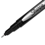 Water-Resistant Ink Porous Point Pen, Stick, Fine 0.4 mm, Black Ink, Black Barrel, Dozen