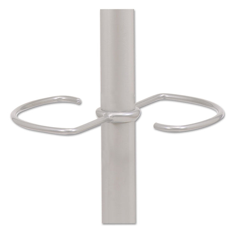 Wavy Coat Tree, Six Hangers/Two Knobs/Four Hooks, 18.88w x 14d x 68.5h, Silver/Wood