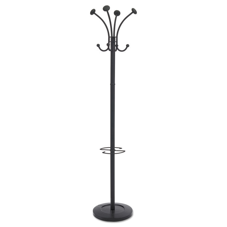 Viena Coat Stand, Eight Knobs, Steel, 16w x 16d x 70.6h, Black