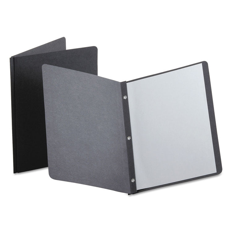 Title Panel And Border Front Report Cover, Three-Prong Fastener, 0.5" Capacity, 8.5 X 11, Black/black, 25/box