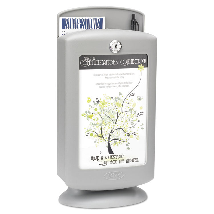 Customizable Plastic Suggestion Box, 7 x 5 x 14.5, Light Gray