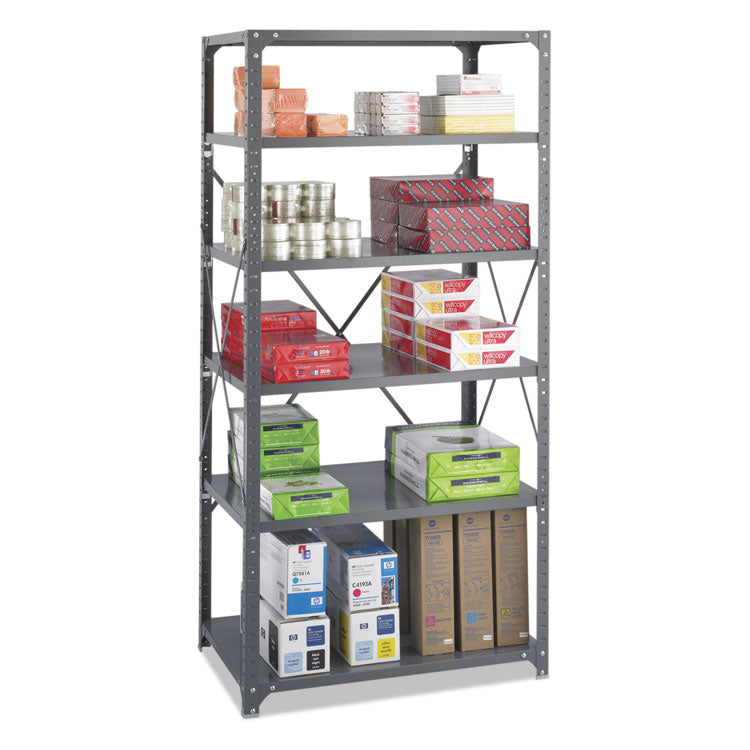 Commercial Steel Shelving Unit, Six-Shelf, 36w X 24d X 75h, Dark Gray