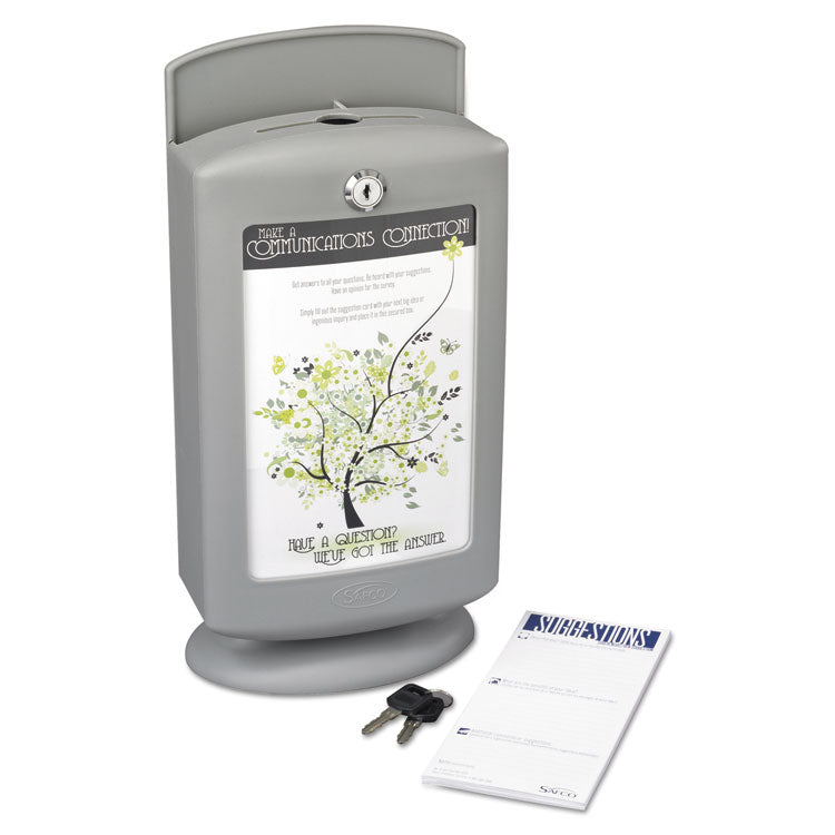 Customizable Plastic Suggestion Box, 7 x 5 x 14.5, Light Gray
