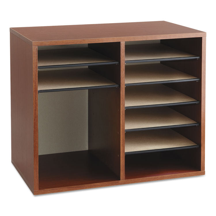 Fiberboard Literature Sorter, 12 Compartments, 19.63 x 11.88 x 16.13, Cherry