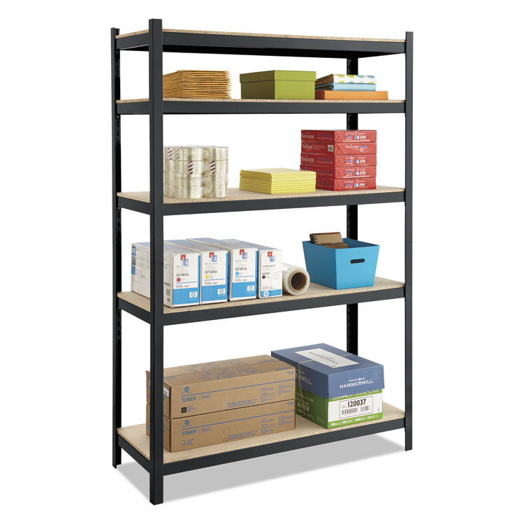 Boltless Steel/particleboard Shelving, Five-Shelf, 48w X 18d X 72h, Black