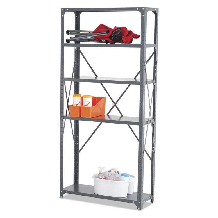 Commercial Steel Shelving Unit, Five-Shelf, 36w X 12d X 75h, Dark Gray