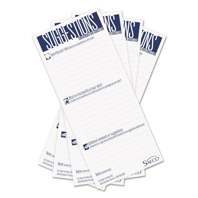 Suggestion Box Cards, 3.5 X 8, White, 25/pack