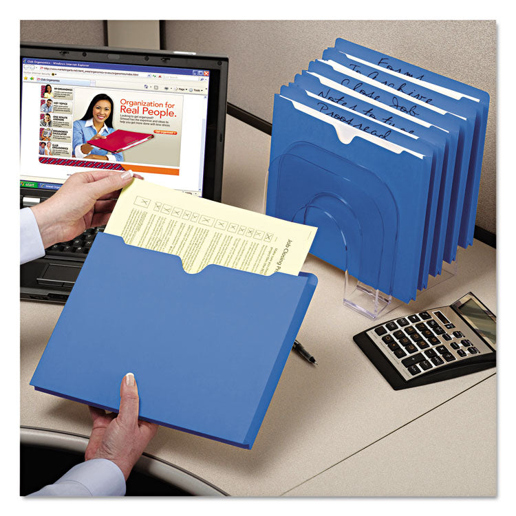 Colored File Jackets With Reinforced Double-Ply Tab, Straight Tab, Letter Size, Blue, 50/box