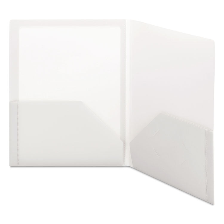 Frame View Poly Two-Pocket Folder, 100-Sheet Capacity, 11 X 8.5, Clear/oyster, 5/pack