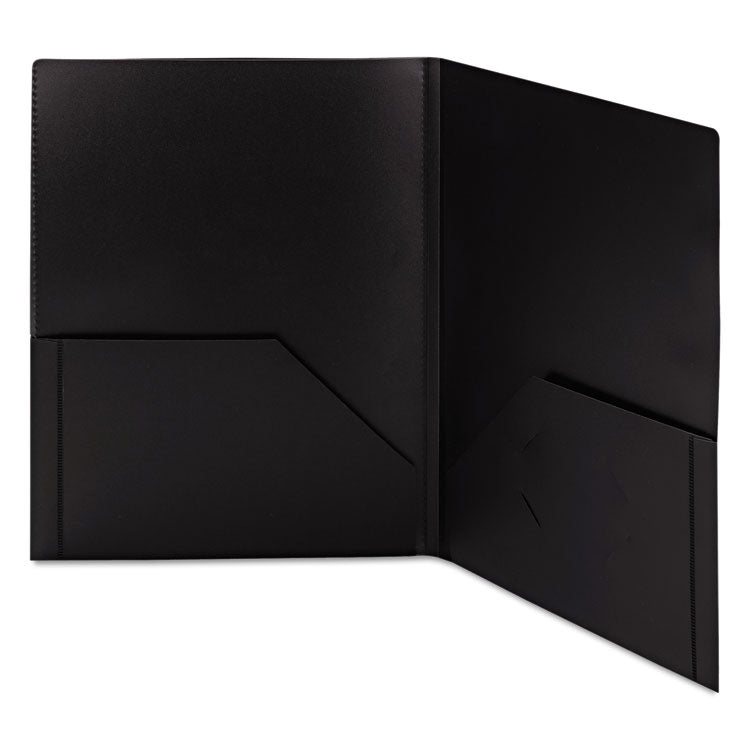 Frame View Poly Two-Pocket Folder, 100-Sheet Capacity, 11 X 8.5, Clear/black, 5/pack