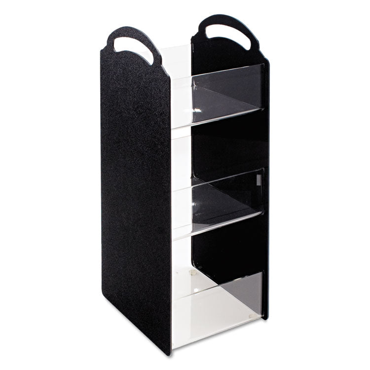 Compact Condiment Organizer, 6 Compartments, 6.13 x 8 x 18, Black