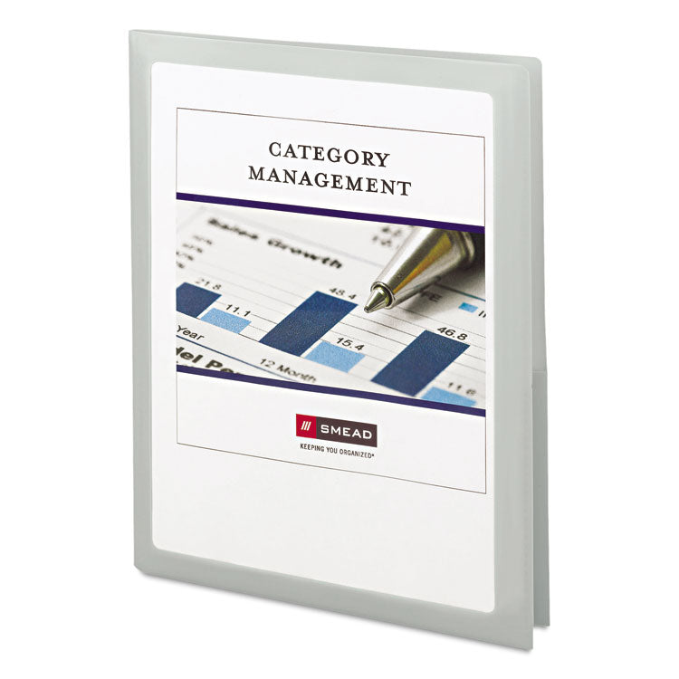 Frame View Poly Two-Pocket Folder, 100-Sheet Capacity, 11 X 8.5, Clear/oyster, 5/pack