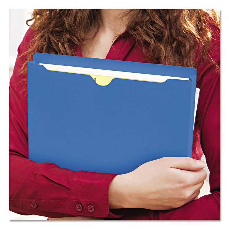 Colored File Jackets With Reinforced Double-Ply Tab, Straight Tab, Letter Size, Blue, 50/box