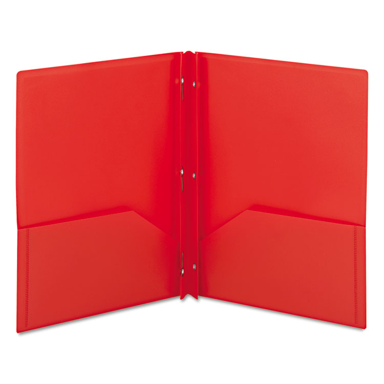 Poly Two-Pocket Folder With Fasteners, 180-Sheet Capacity, 11 X 8.5, Red, 25/box