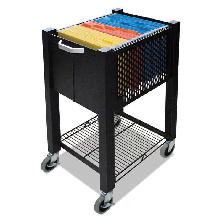 InstaCart Sidekick Deskside File Cart, Metal, 1 Shelf, 1 Bin, 14.25" x 16.25" x 27.75", Black