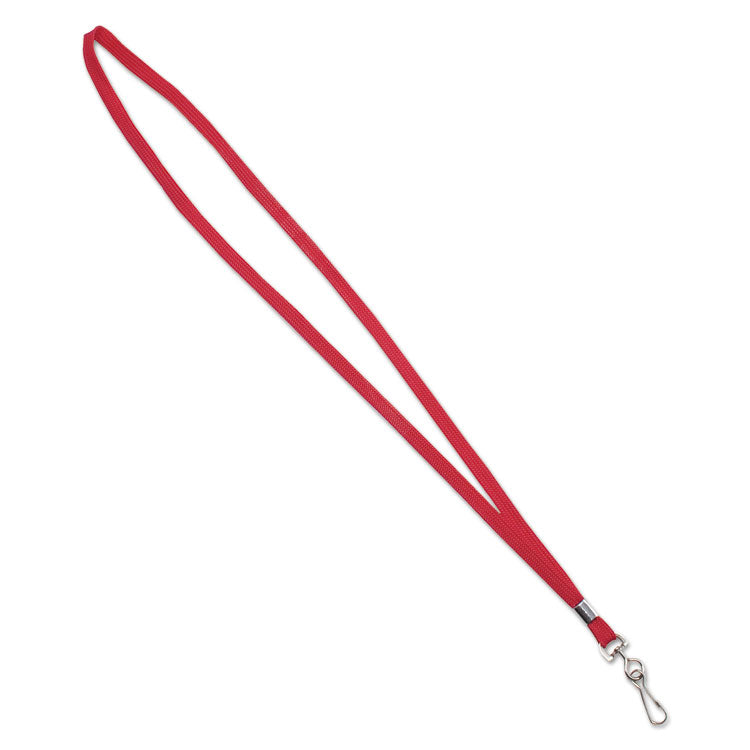 Deluxe Lanyards, Metal J-Hook Fastener, 36" Long, Red, 24/Box
