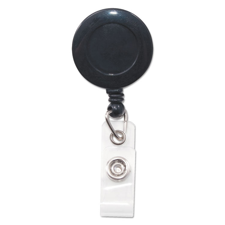 Swivel-Back Retractable Id Card Reel, 30" Extension, Black, 12/pack
