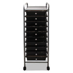 Portable Drawer Organizer, Metal, 1 Shelf, 10 Drawers, 13" x 15.38" x 37.75", Matte Gray/Smoke