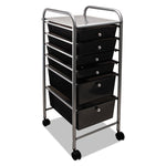Portable Drawer Organizer, Metal, 1 Shelf, 6 Drawers, 13" x 15.38" x 32.13", Matte Gray/Smoke