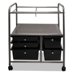 Letter/Legal File Cart with Five Storage Drawers, Metal, 5 Drawers, 21.63" x 15.25" x 28.63", Matte Gray/Black