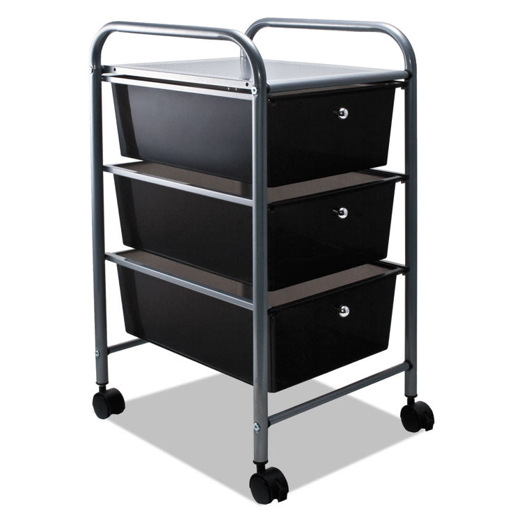 Portable Drawer Organizer, Metal, 1 Shelf, 3 Drawers, 13" x 15.38" x 25.88", Matte Gray/Smoke