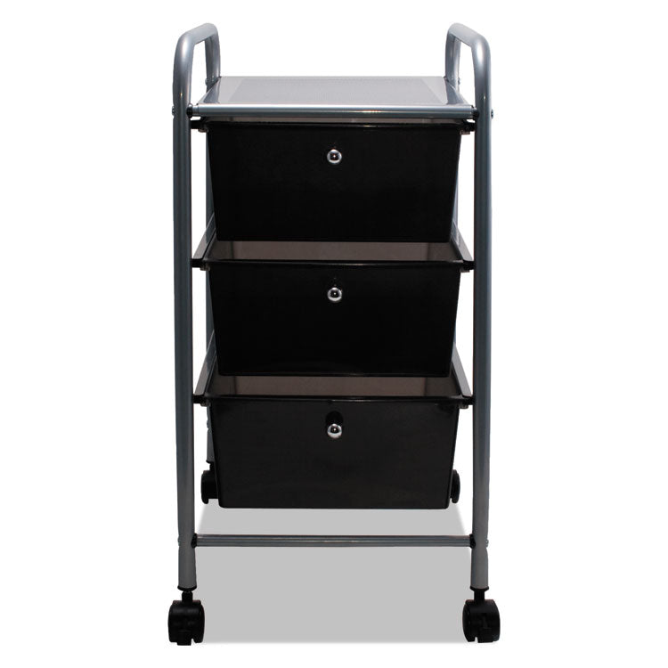 Portable Drawer Organizer, Metal, 1 Shelf, 3 Drawers, 13" x 15.38" x 25.88", Matte Gray/Smoke