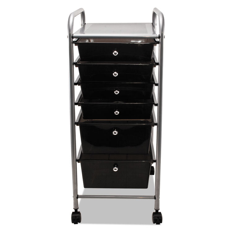 Portable Drawer Organizer, Metal, 1 Shelf, 6 Drawers, 13" x 15.38" x 32.13", Matte Gray/Smoke